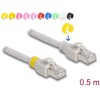 Kabel sieciowy RJ45 Cat.6A S/FTP z kolorowymi klipsami 0,5m Delock 80117