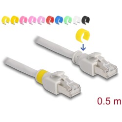 Kabel sieciowy RJ45 Cat.6A S/FTP z kolorowymi klipsami 0,5m Delock 80117