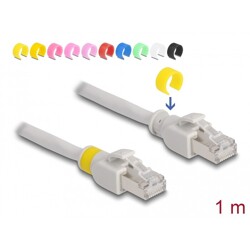 Kabel sieciowy RJ45 Cat.6A S/FTP z kolorowymi klipsami 1m Delock 80118