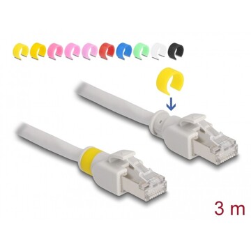Kabel sieciowy RJ45 Cat.6A S/FTP z kolorowymi klipsami 3m Delock 80120