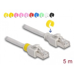 Kabel sieciowy RJ45 Cat.6A S/FTP z kolorowymi klipsami 5m Delock 80121