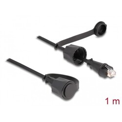 Kabel sieciowy RJ45 męski na RJ45 męski Cat.6 STP z nasadką ochronną do zastosowań zewnętrznych IP68 odporny na pył i wodę czarn