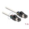 Kabel sieciowy RJ45 męski na męski Cat.6A S/FTP z obracanymi klipsami kolorowymi 1m biały Delock 80169