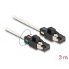 Kabel sieciowy RJ45 męski na męski Cat.6A S/FTP z obracanymi klipsami kolorowymi 3m biały Delock 80171
