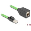 Sieciowy kabel przedłużający RJ45 Cat.6A męski na żeński SF/UTP do łańcuchów holujących PUR (TPU) 1m zielony Delock 80880