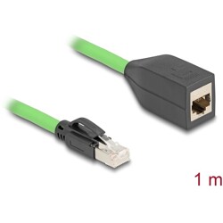 Sieciowy kabel przedłużający RJ45 Cat.6A męski na żeński SF/UTP do łańcuchów holujących PUR (TPU) 1m zielony Delock 80880