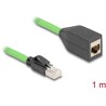 Sieciowy kabel przedłużający RJ45 Cat.6A męski na żeński SF/UTP do łańcuchów holujących PUR (TPU) 1m zielony Delock 80880