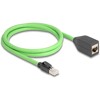 Sieciowy kabel przedłużający RJ45 Cat.6A męski na żeński SF/UTP do łańcuchów holujących PUR (TPU) 1m zielony Delock 80880