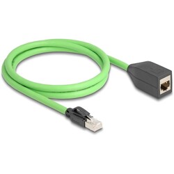 Sieciowy kabel przedłużający RJ45 Cat.6A męski na żeński SF/UTP do łańcuchów holujących PUR (TPU) 1m zielony Delock 80880