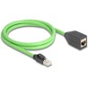 Sieciowy kabel przedłużający RJ45 Cat.6A męski na żeński SF/UTP do łańcuchów holujących PUR (TPU) 1m zielony Delock 80880