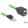 Sieciowy kabel przedłużający RJ45 Cat.6A męski na żeński SF/UTP do łańcuchów holujących PUR (TPU) 2m zielony Delock 80881