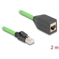 Sieciowy kabel przedłużający RJ45 Cat.6A męski na żeński SF/UTP do łańcuchów holujących PUR (TPU) 2m zielony Delock 80881