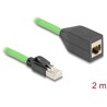 Sieciowy kabel przedłużający RJ45 Cat.6A męski na żeński SF/UTP do łańcuchów holujących PUR (TPU) 2m zielony Delock 80881