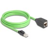 Sieciowy kabel przedłużający RJ45 Cat.6A męski na żeński SF/UTP do łańcuchów holujących PUR (TPU) 2m zielony Delock 80881