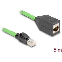 Sieciowy kabel przedłużający RJ45 Cat.6A męski na żeński SF/UTP do łańcuchów holujących PUR (TPU) 5m zielony Delock 80882