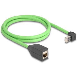 Sieciowy kabel przedłużający RJ45 Cat.6A męski wygięty pod kątem do góry na żeński SF/UTP do łańcuchów holujących PUR (TPU) 1m z