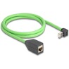 Sieciowy kabel przedłużający RJ45 Cat.6A męski wygięty pod kątem do góry na żeński SF/UTP do łańcuchów holujących PUR (TPU) 1m z