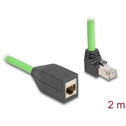 Sieciowy kabel przedłużający RJ45 Cat.6A męski wygięty pod kątem do góry na żeński SF/UTP do łańcuchów holujących PUR (TPU) 2m z