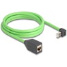 Sieciowy kabel przedłużający RJ45 Cat.6A męski wygięty pod kątem do góry na żeński SF/UTP do łańcuchów holujących PUR (TPU) 2m z