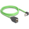 Sieciowy kabel przedłużający RJ45 Cat.6A męski wygięty pod kątem do dołu na żeński SF/UTP do łańcuchów holujących PUR (TPU) 1m z