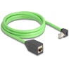 Sieciowy kabel przedłużający RJ45 Cat.6A męski wygięty pod kątem do dołu na żeński SF/UTP do łańcuchów holujących PUR (TPU) 2m z