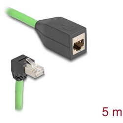 Sieciowy kabel przedłużający RJ45 Cat.6A męski wygięty pod kątem do dołu na żeński SF/UTP do łańcuchów holujących PUR (TPU) 5m z