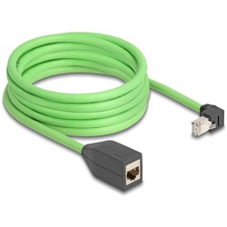 Sieciowy kabel przedłużający RJ45 Cat.6A męski wygięty pod kątem do dołu na żeński SF/UTP do łańcuchów holujących PUR (TPU) 5m z