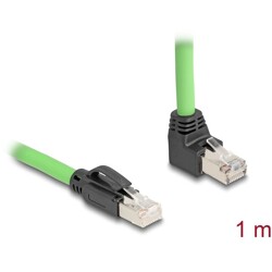 Kabel sieciowy RJ45 Cat.6A męski na męski wygięty pod kątem do góry SF/UTP do łańcuchów holujących PUR (TPU) 1m zielony Delock 8