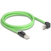 Kabel sieciowy RJ45 Cat.6A męski na męski wygięty pod kątem do góry SF/UTP do łańcuchów holujących PUR (TPU) 1m zielony Delock 8