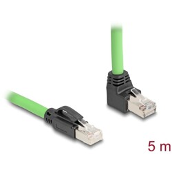 Kabel sieciowy RJ45 Cat.6A męski na męski wygięty pod kątem do góry SF/UTP do łańcuchów holujących PUR (TPU) 5m zielony Delock 8