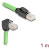 Kabel sieciowy RJ45 Cat.6A męski na męski wygięty pod kątem do dołu SF/UTP do łańcuchów holujących PUR (TPU) 1m zielony Delock 8