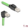 Kabel sieciowy RJ45 Cat.6A męski na męski wygięty pod kątem do dołu SF/UTP do łańcuchów holujących PUR (TPU) 1m zielony Delock 8