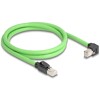 Kabel sieciowy RJ45 Cat.6A męski na męski wygięty pod kątem do dołu SF/UTP do łańcuchów holujących PUR (TPU) 1m zielony Delock 8