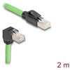 Kabel sieciowy RJ45 Cat.6A męski na męski wygięty pod kątem do dołu SF/UTP do łańcuchów holujących PUR (TPU) 2m zielony Delock 8