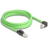 Kabel sieciowy RJ45 Cat.6A męski na męski wygięty pod kątem do dołu SF/UTP do łańcuchów holujących PUR (TPU) 2m zielony Delock 8