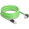Kabel sieciowy RJ45 Cat.6A męski na męski wygięty pod kątem do dołu SF/UTP do łańcuchów holujących PUR (TPU) 5m zielony Delock 8