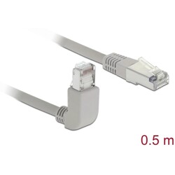 Kabel sieciowy RJ45 Cat.6A S/FTP pod kątem do góry / prosty 0,5m Delock 83644