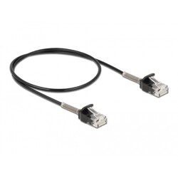 Kabel męski RJ45 do męskiego RJ45 z zabezpieczeniem przegięcia Cat.6A 50cm czarny Delock 87015
