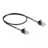 Kabel sieciowy RJ45 męsko-męski z zabezpieczeniem przegięcia Cat.6A 50cm czarny Delock 87015