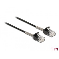 Kabel męski RJ45 do męskiego RJ45 z zabezpieczeniem przegięcia Cat.6A 1m czarny Delock 87016