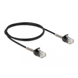 Kabel męski RJ45 do męskiego RJ45 z zabezpieczeniem przegięcia Cat.6A 1m czarny Delock 87016