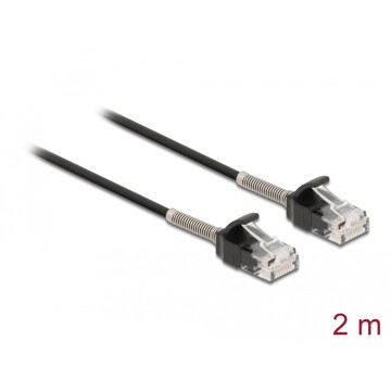 Kabel męski RJ45 do męskiego RJ45 z zabezpieczeniem przegięcia Cat.6A 2m czarny Delock 87018