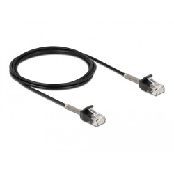 Kabel męski RJ45 do męskiego RJ45 z zabezpieczeniem przegięcia Cat.6A 2m czarny Delock 87018