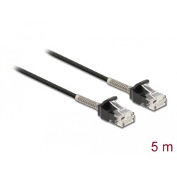 Kabel męski RJ45 do męskiego RJ45 z zabezpieczeniem przegięcia Cat.6A 5m czarny Delock 87021