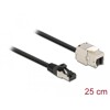 Kabel męski RJ45 do modułu Keystone RJ45 żeński Cat.6A 25cm czarny Delock 87022