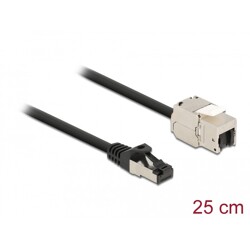 Kabel męski RJ45 do modułu Keystone RJ45 żeński Cat.6A 25cm czarny Delock 87022