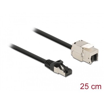Kabel męski RJ45 do modułu Keystone RJ45 żeński Cat.6A 25cm czarny Delock 87022