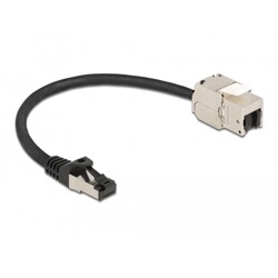 Kabel męski RJ45 do modułu Keystone RJ45 żeński Cat.6A 25cm czarny Delock 87022