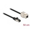 Kabel męski RJ45 do modułu Keystone RJ45 żeński Cat.6A 50cm czarny Delock 87025