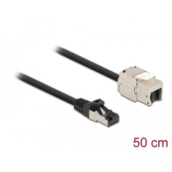 Kabel męski RJ45 do modułu Keystone RJ45 żeński Cat.6A 50cm czarny Delock 87025